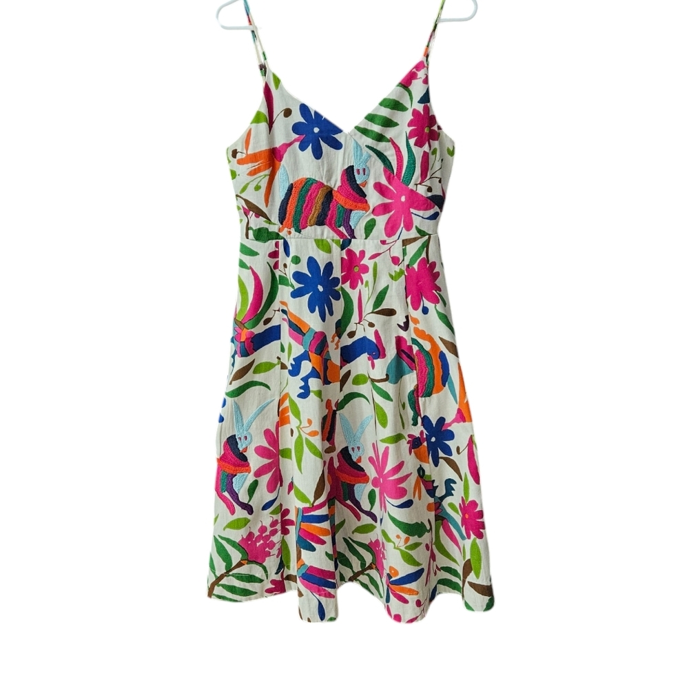 Vanessa Virginia Anthropologie Folk Art Dress Size 10 Embroidery Floral